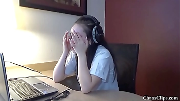18 year old Lenna Lux masturbating in headphones