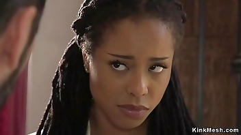 Ebony teen saving house from banker