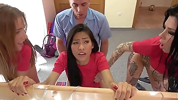 Fake Hostel Italian Thai and Czech soccer babes squirting in crazy orgy