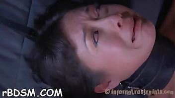 Chained up beauties get their pussy drilled by hangman