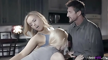 Birthday 3some with hot couple and teen dauther