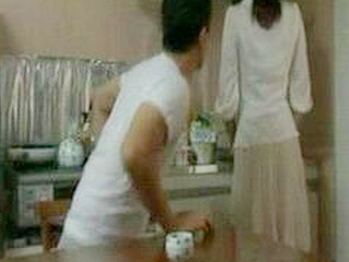 Fucking Nippon Housewife's Kitchen Cum Party with Sexy Neighbor Delight