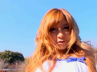 Japanese cosplay nymph Rin Aikawa swallows thick dick and hits the spot