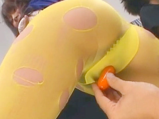 Japanese cutie's stockings torn off during devilish nipple fuckfest